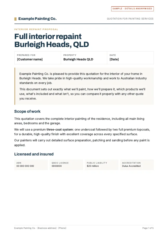 Sample proposal page 1: The job